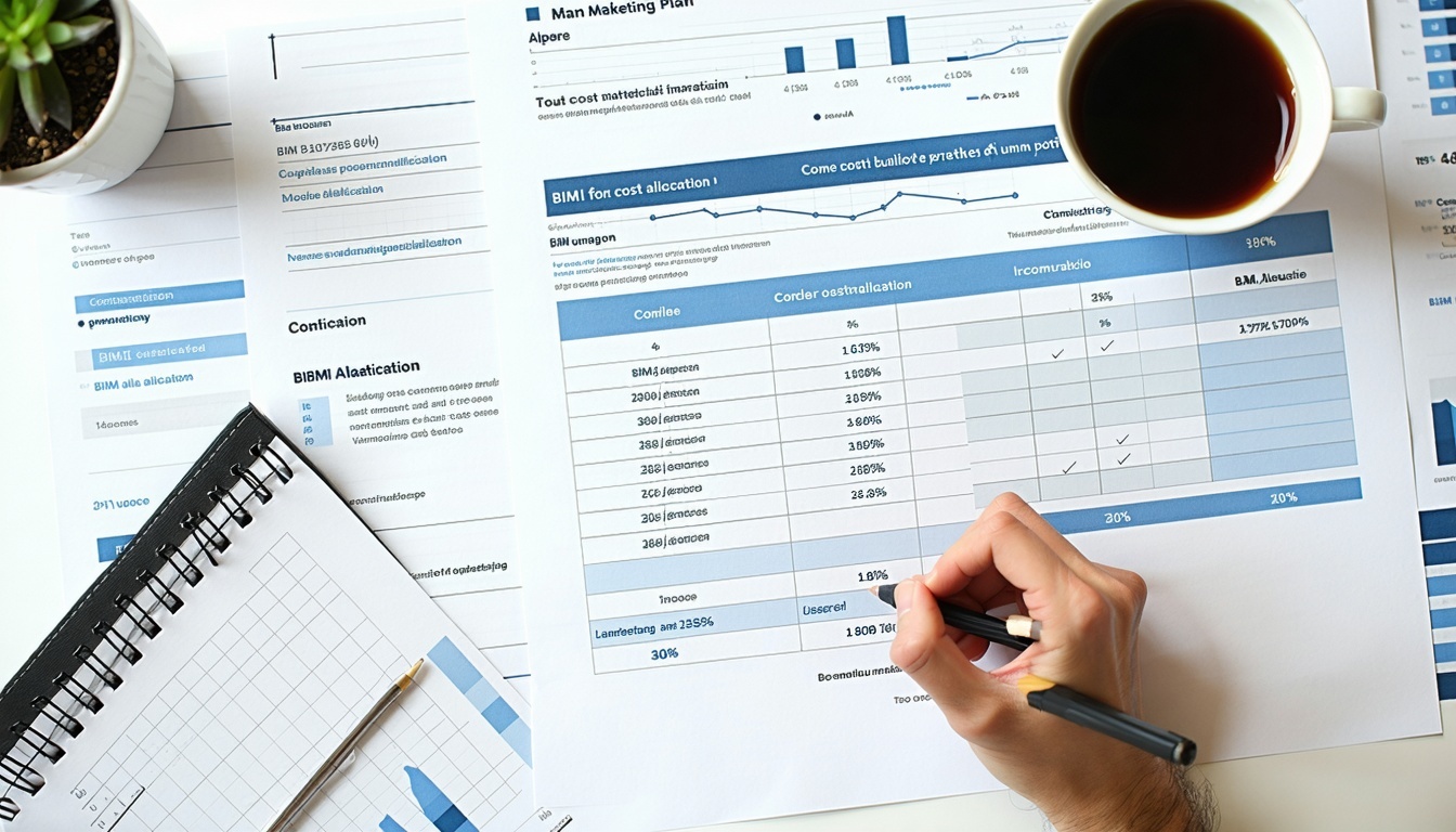 Маркетингов план на масата с разпределение на разходите по BIMI-1