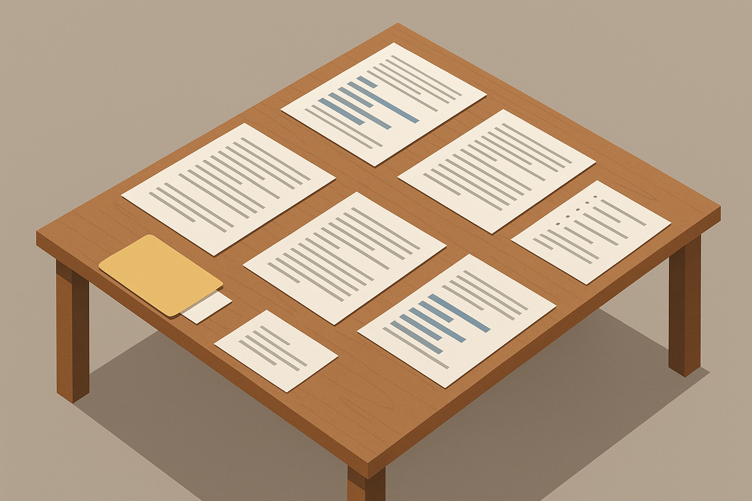 маса с документация върху нея